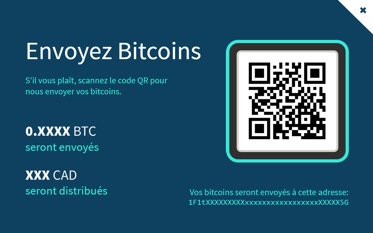 Écran envoyer crypto-monnaie