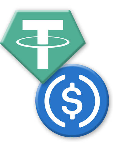 USDT and USDC logos