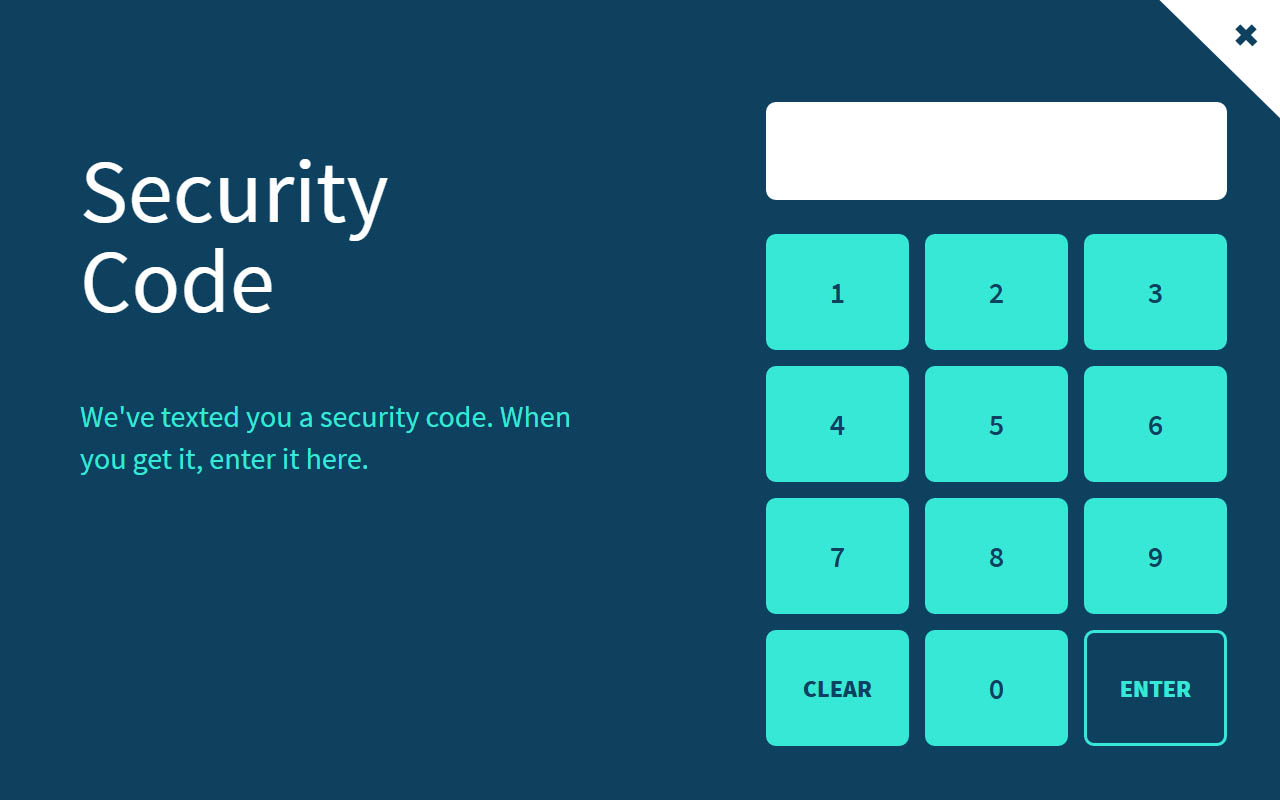 Security code screen